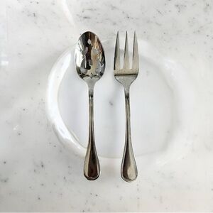 CAMBRIDGE 2-Piece Stainless Steel Salad Serving Set Spoon Fork Silver VG